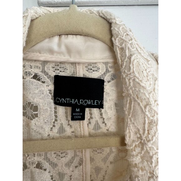 CYNTHIA ROWLEY LACE BLAZER CREAM/OFF WHITE SZ MEDIUM M - Picture 3 of 3